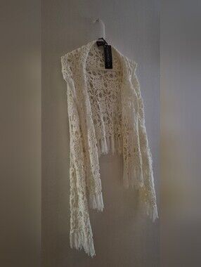 Dolls Kill - Cream Crochet Fringe Cardigan